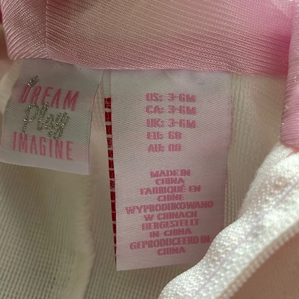 DREAM PLAY IMAGINE Halloween Costume Plush Unicorn One Piece Pink & White 3-6M